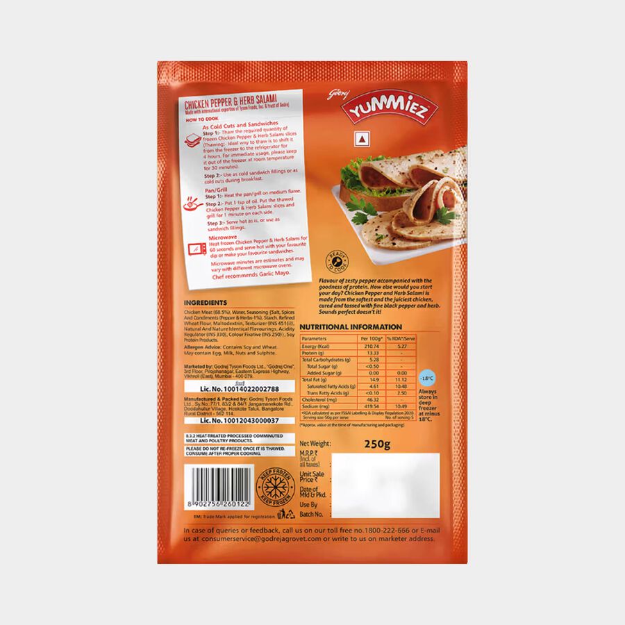 Yummiez Chicken Pepper & Herb Salami, , large