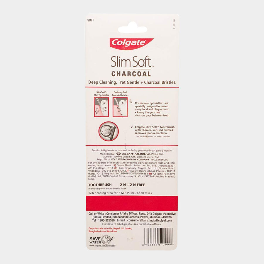 Slim Soft Charcoal Tooth Brush, , large image number null