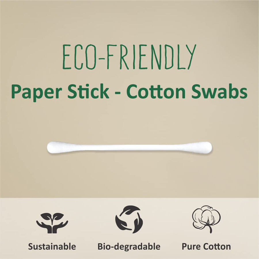 Cotton Ear Buds made with White Paper Stick, , large image number null