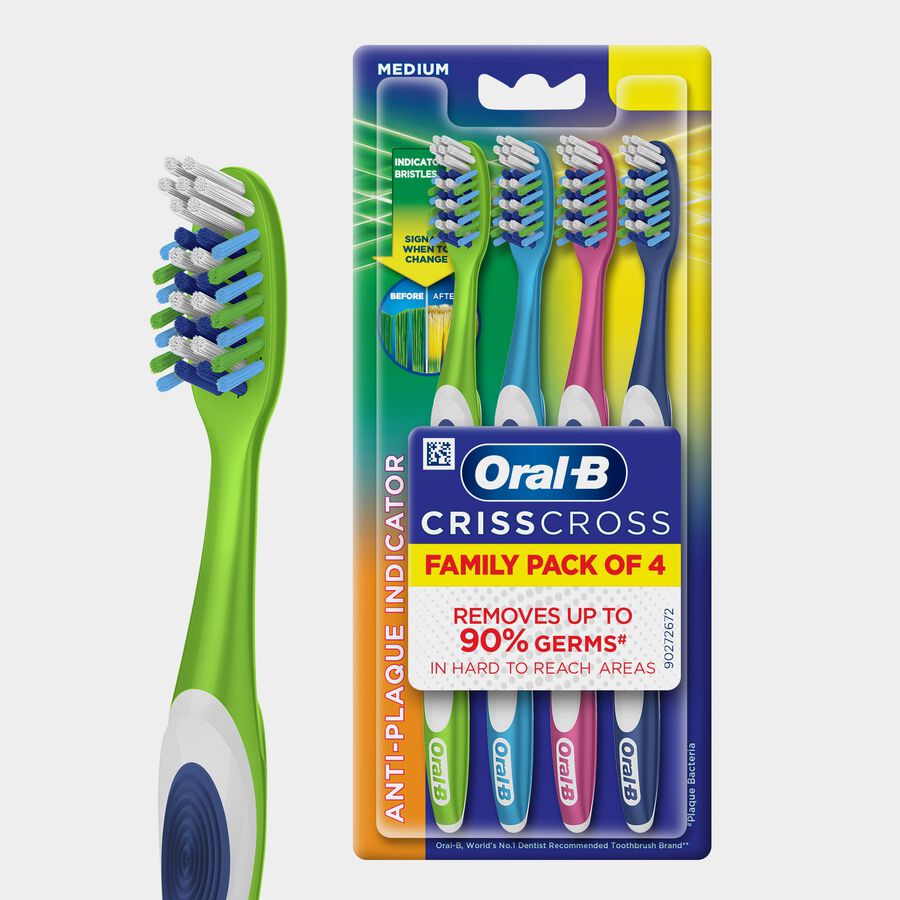 Criss Cross Deep Clean Medium Bristles Manual Toothbrush, Pack Of 4, large