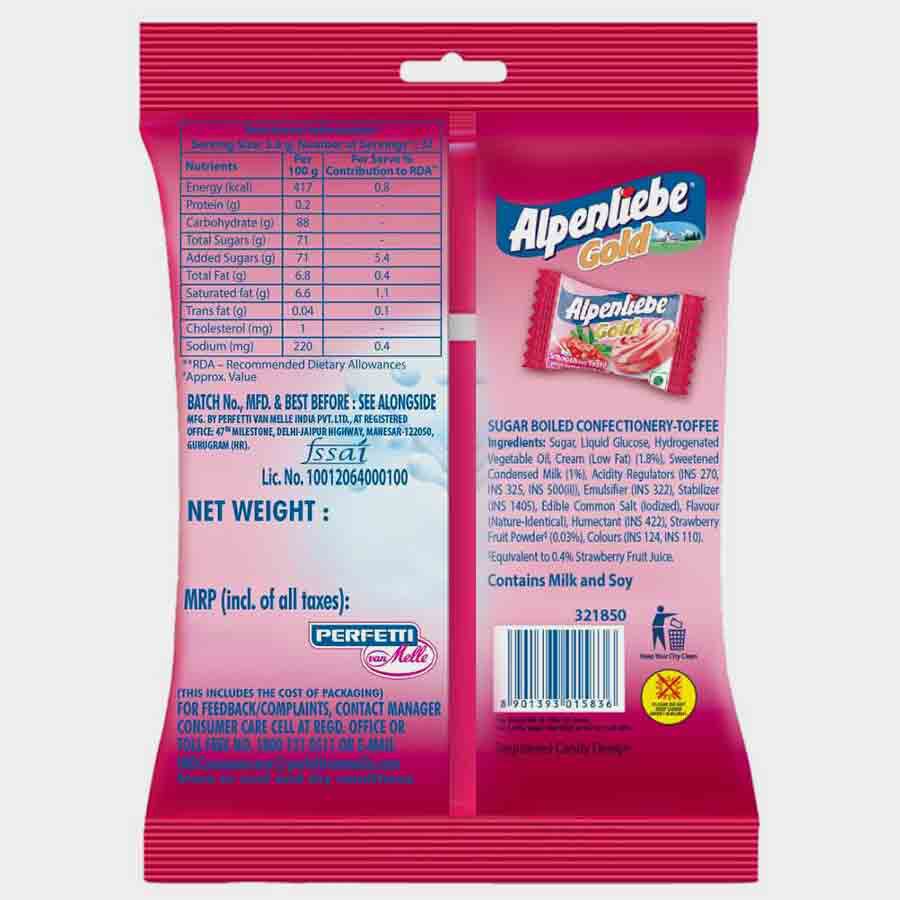 Gold, Cream Strawberry Candy Pouch, , large image number null