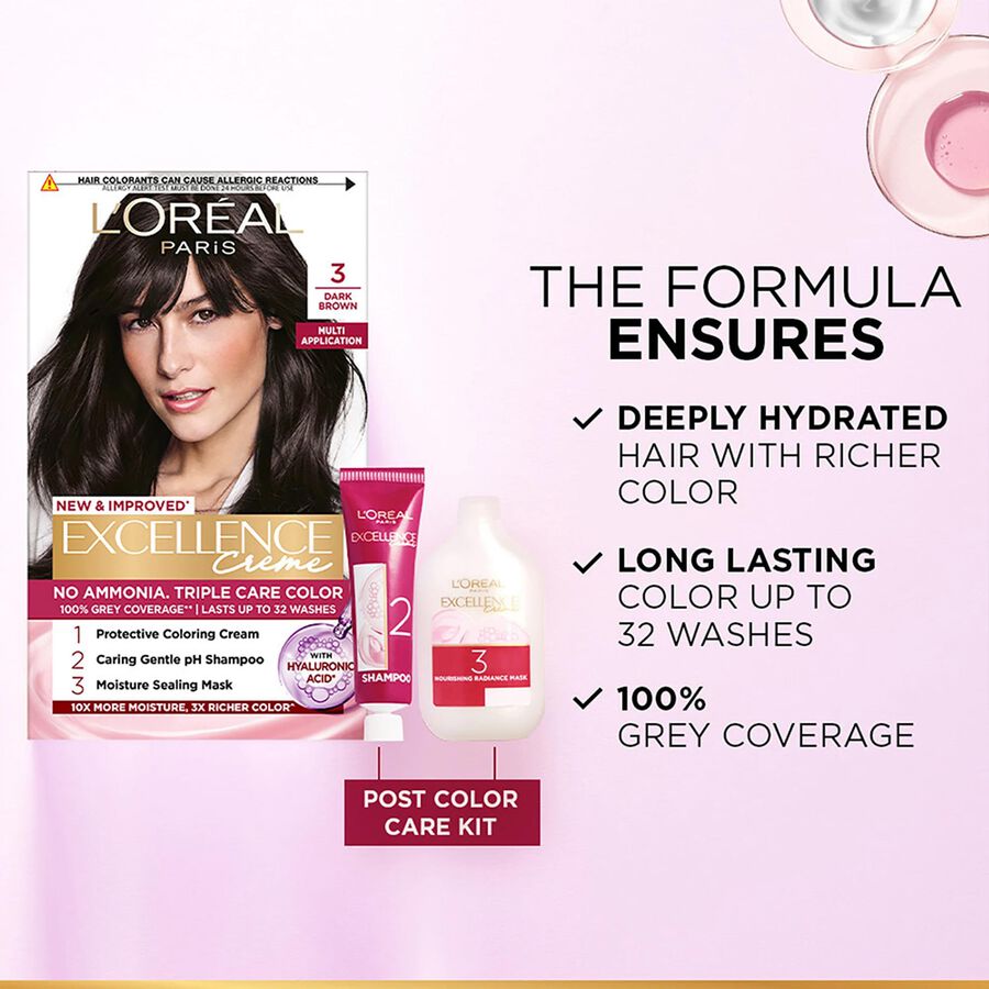 New Excellence Cr&egrave;me Mini Hair Colour Shade 3 (Dark Brown), , large