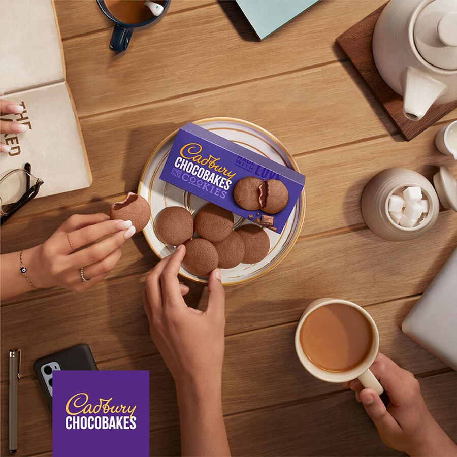 Cadbury Chocobakes Choc Filled Cookies Centre Filled Chocolate Biscuits, , large image number null
