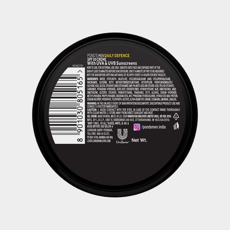 Men Daily Defence Spf 30 Face Cream, , large