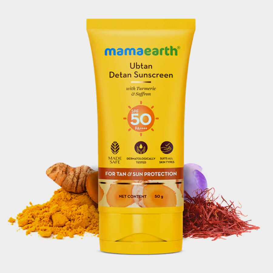 Mamaearth Ubtan Detan Sunscreen With Turmeric & Saffron - SPF 50, , large