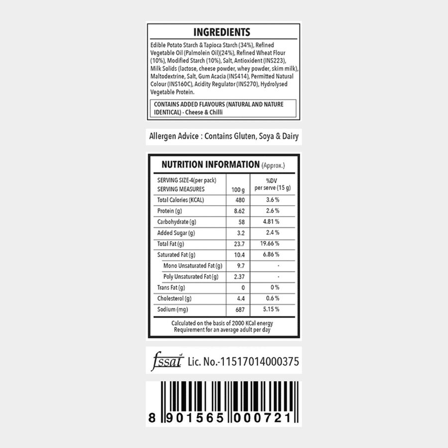 Pops Cheese & Chilli Namkeen, 60 g, large image number null