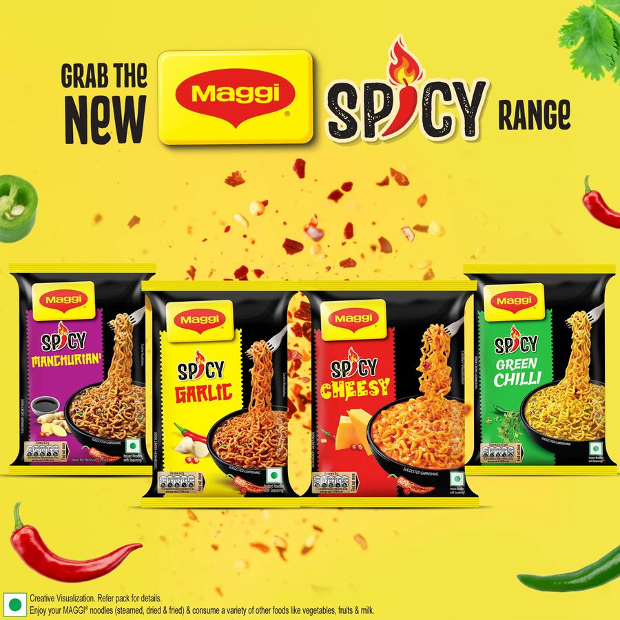 Maggi Spicy Green Chilli Instant Noodles With Seasoning, , large