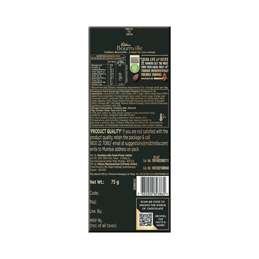 Orange Dark Chocolate Bar, , large