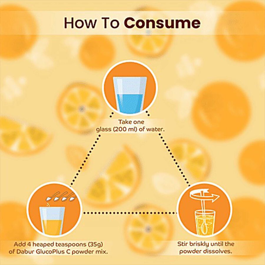 GlucoPlus-C Instant Energy Glucose Juicy & Tasty Orange Flavour, 400 g, large