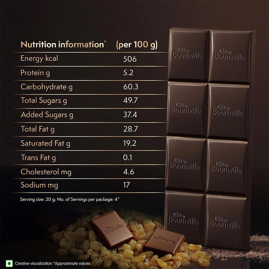 Bournville Rum & Raisin 50% Dark Chocolate Bar, , large