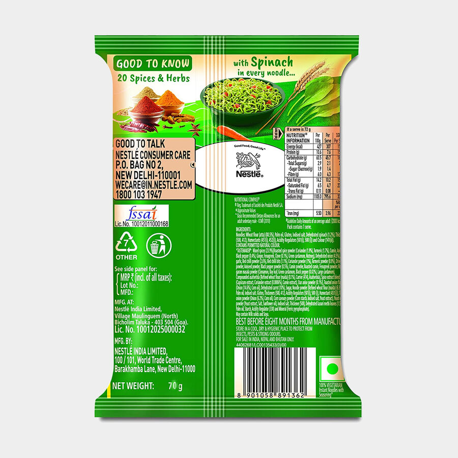 Maggi Veg Atta Spinach Noodles, , large image number null