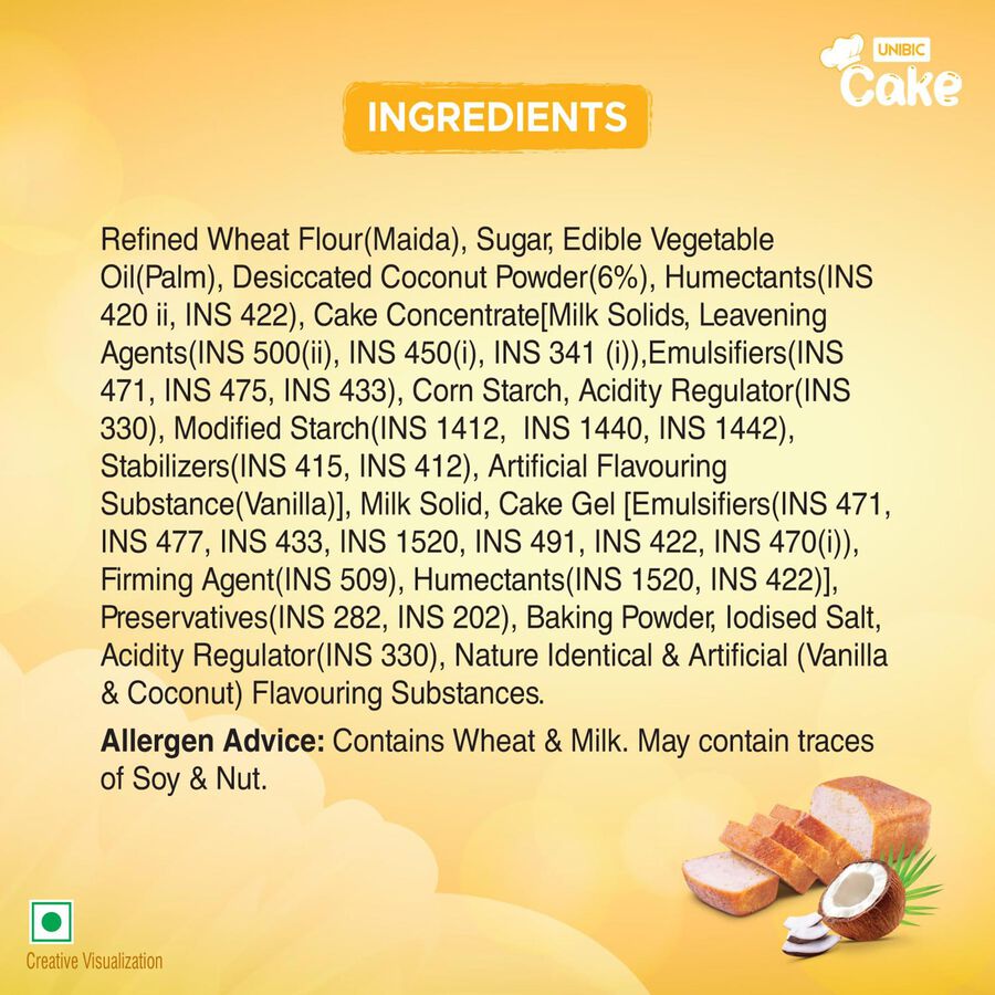 Coconut Delight Veg Bar Cake, , large