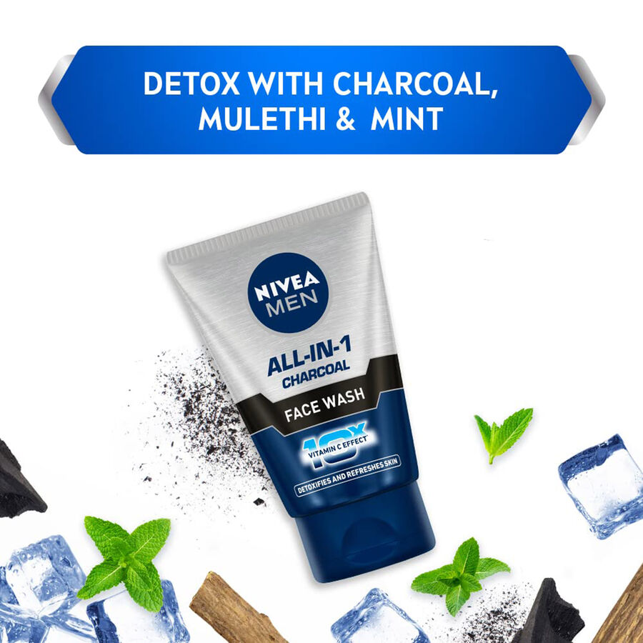 All in 1 Charcoal Face Wash For Men, , large