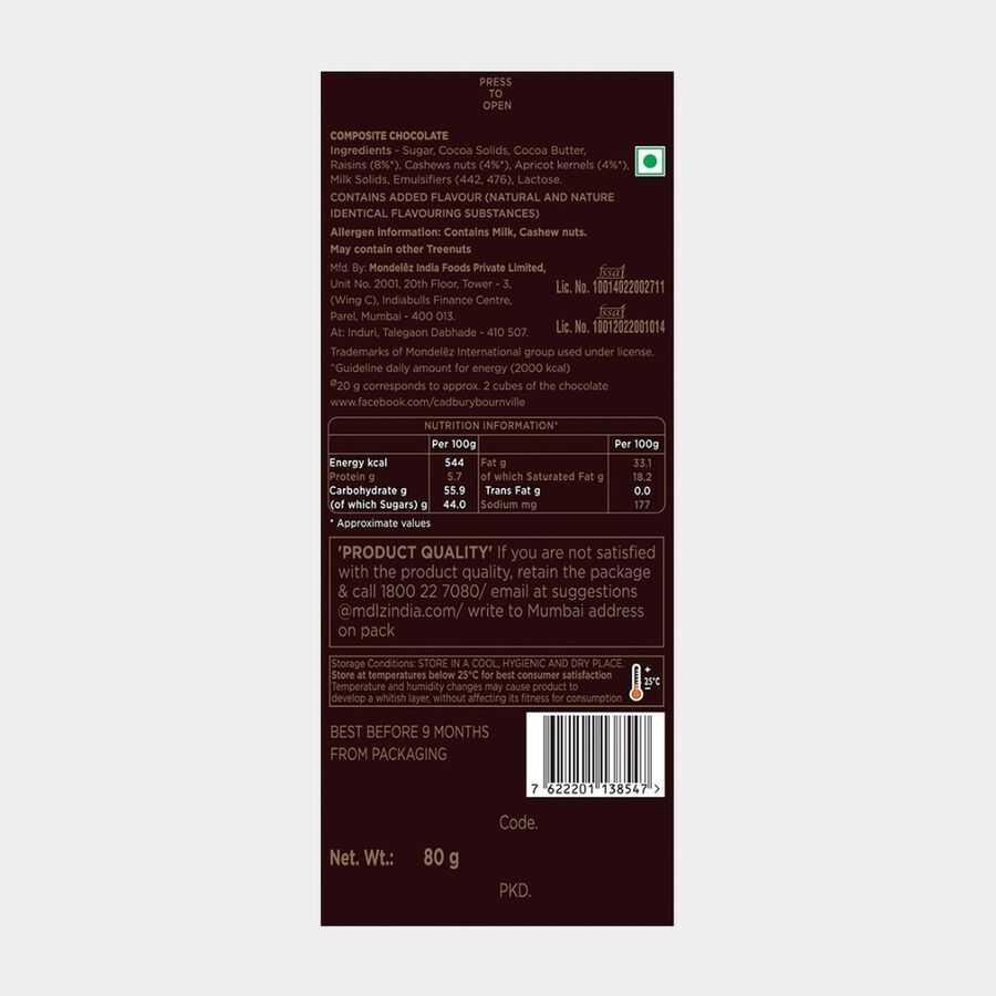 Bournville Raisin & Nut Chocolate, , large image number null