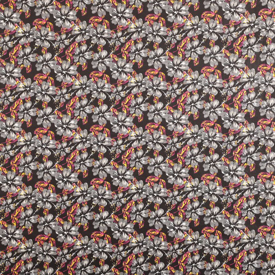 Dark Brown Cotton Floral Printed Single Bedsheet, , large