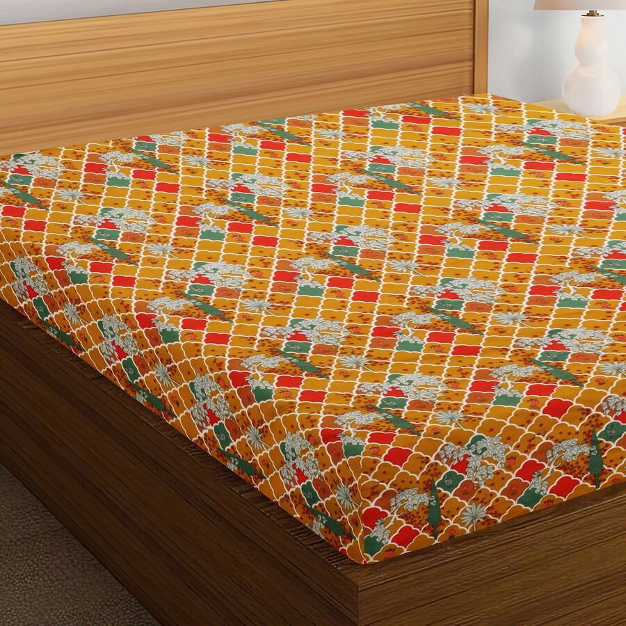 120 GSM Yellow Polyester Double Bedsheet, , large image number null