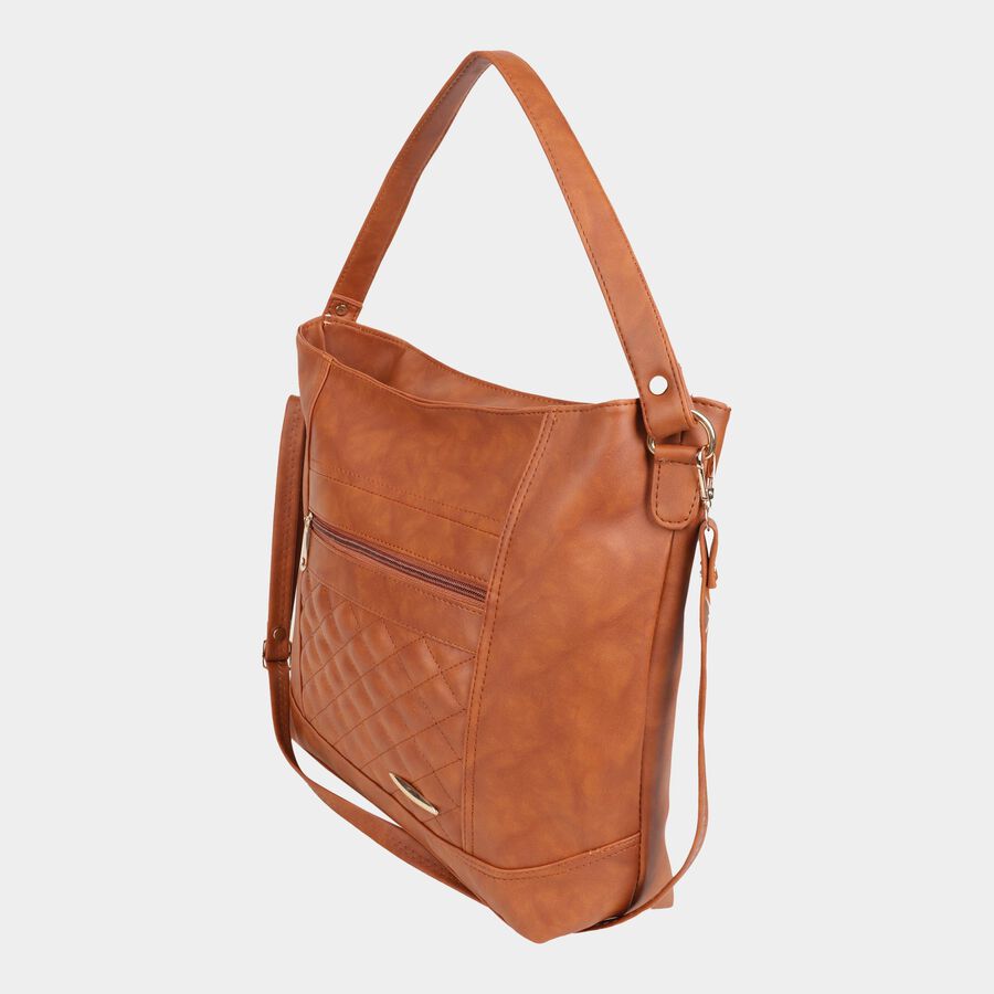 Women's Polyurethane Hobo Bag, Quilted, Medium Size, , large image number null