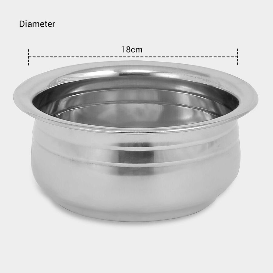 Stainless Steel Handi - 18 cm (1200 ml), Induction Compatible, , large image number null