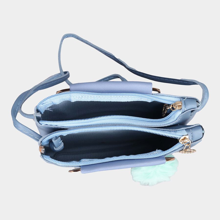 Women's Blue Polyurethane Hand Pouch, , large image number null