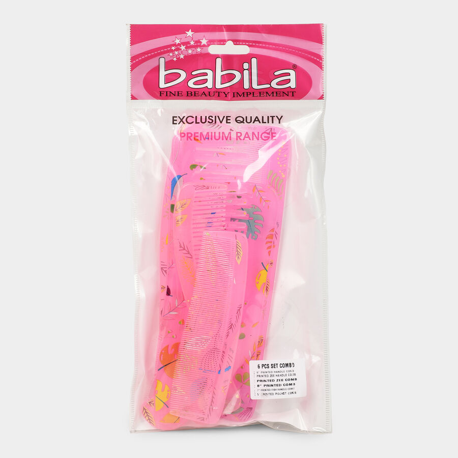 Plastic Hair Comb Set of 6, , large