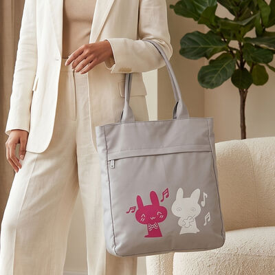 Grey Fabric-Polyester Shopping Bag