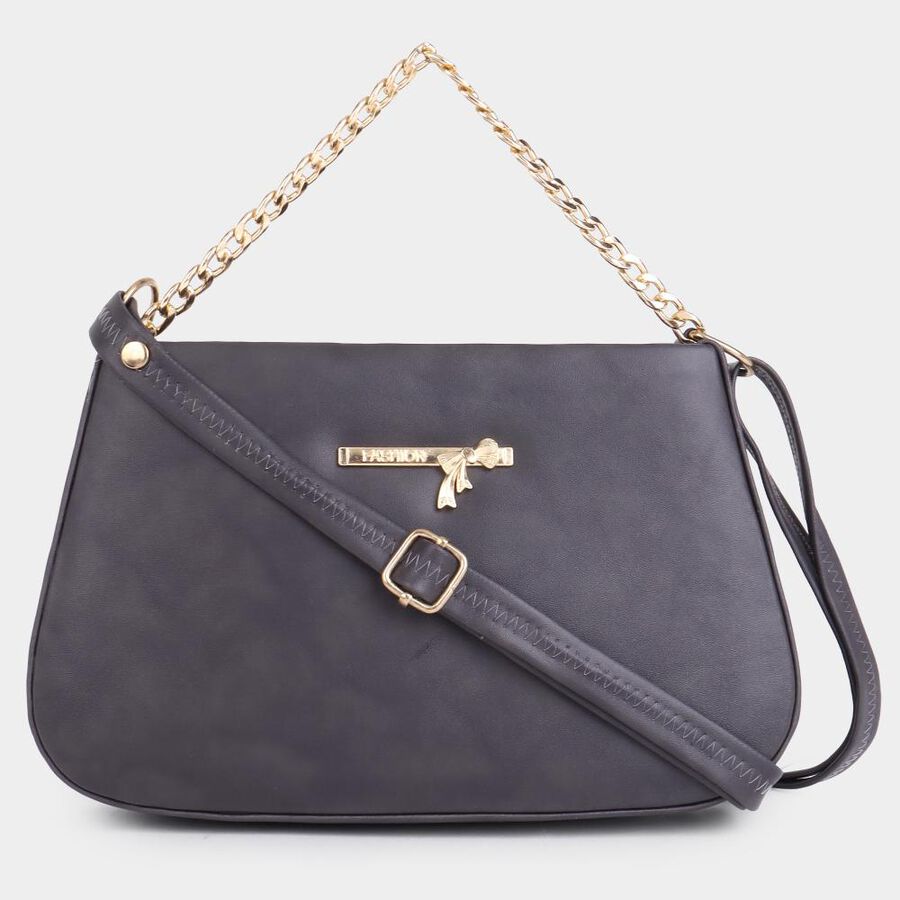 Women's Grey Polyurethane Sling Bag, , large image number null
