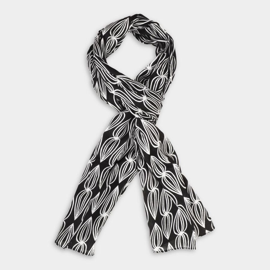 Women's Black Viscose Scarf, , large image number null