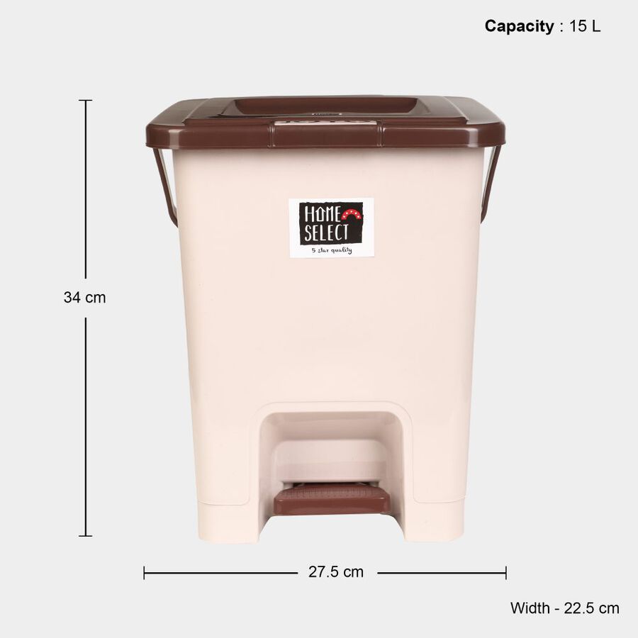 15L Brown Plastic Dustbin, , large image number null