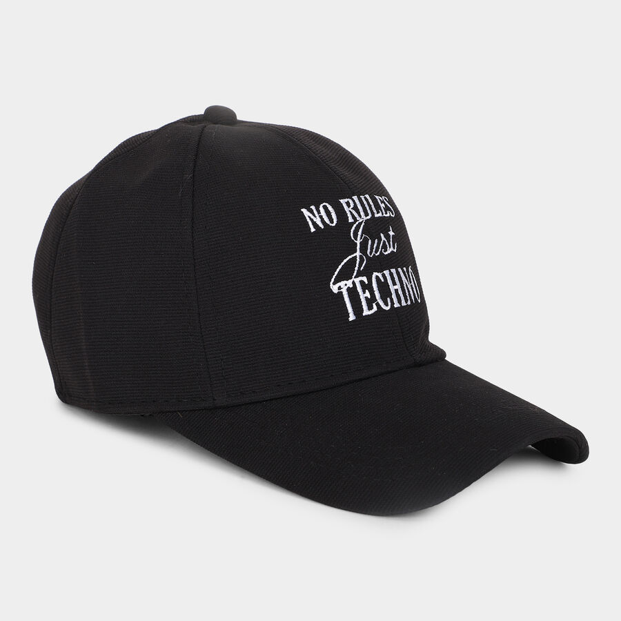 Men's Black Fabric Cap, , large