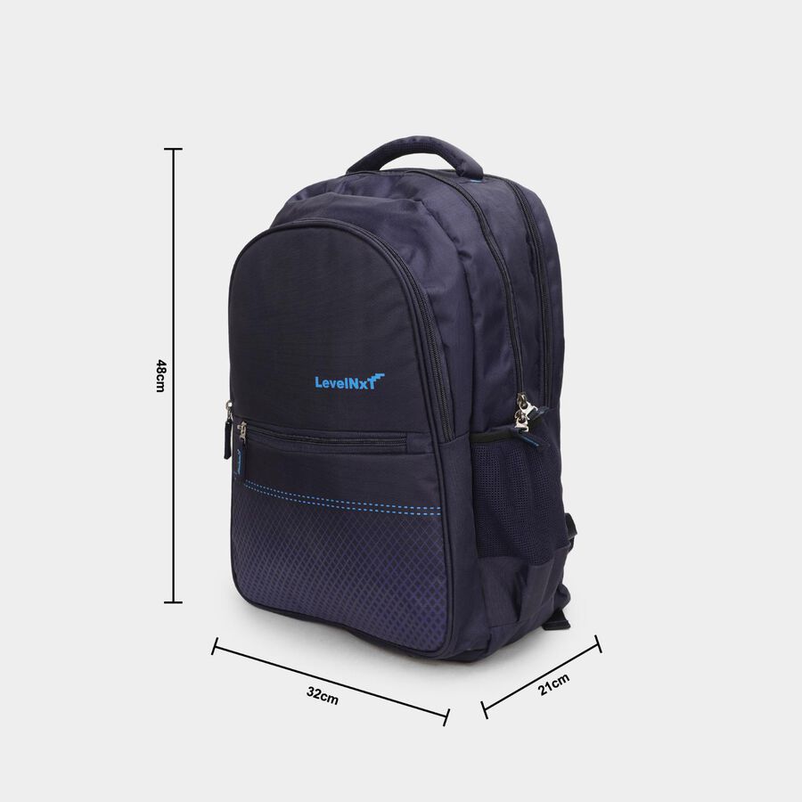 Dark Blue Polyester Backpack with Laptop Compartment, , large image number null