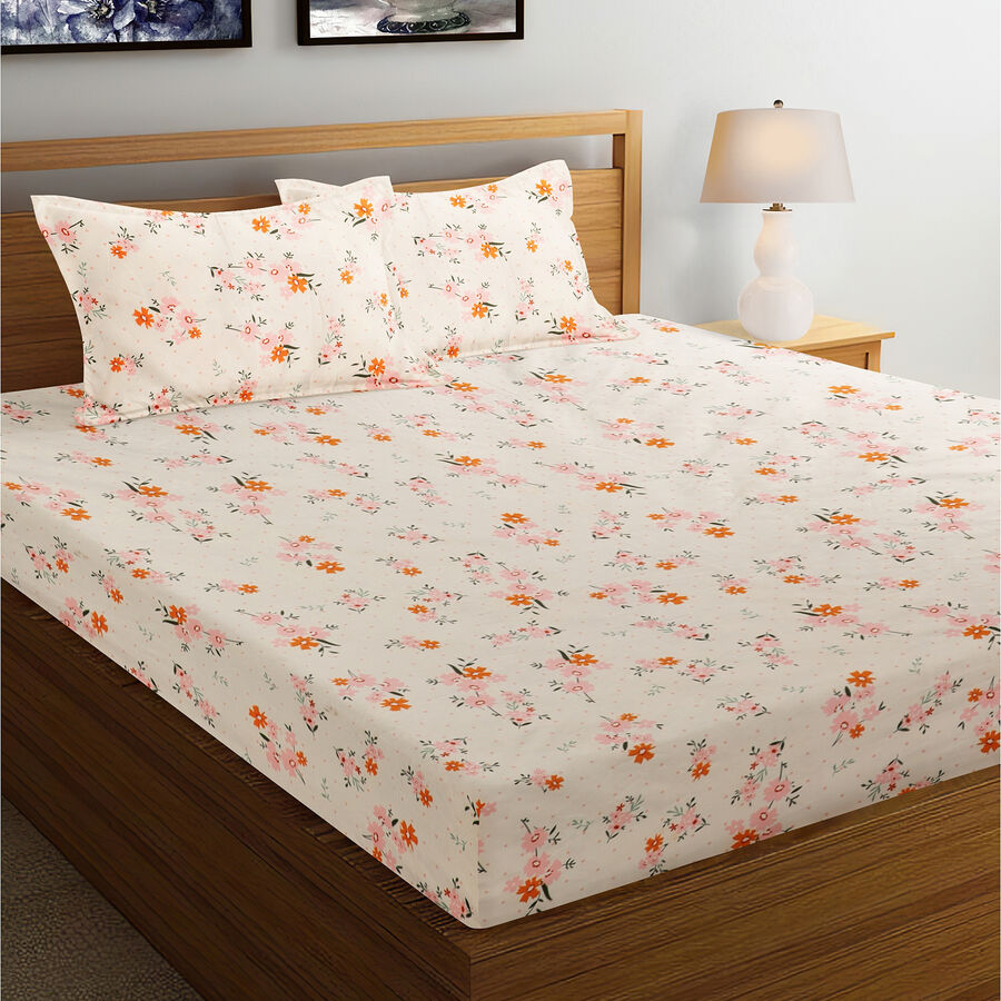 Off White Microfiber Double Bedsheet, , large image number null