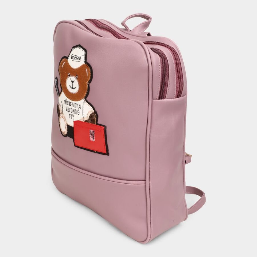 Women's Peach Polyurethane Backpack, , large image number null