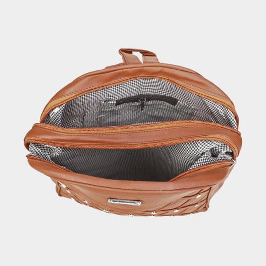 Women's Brown Polyurethane Backpack, , large image number null