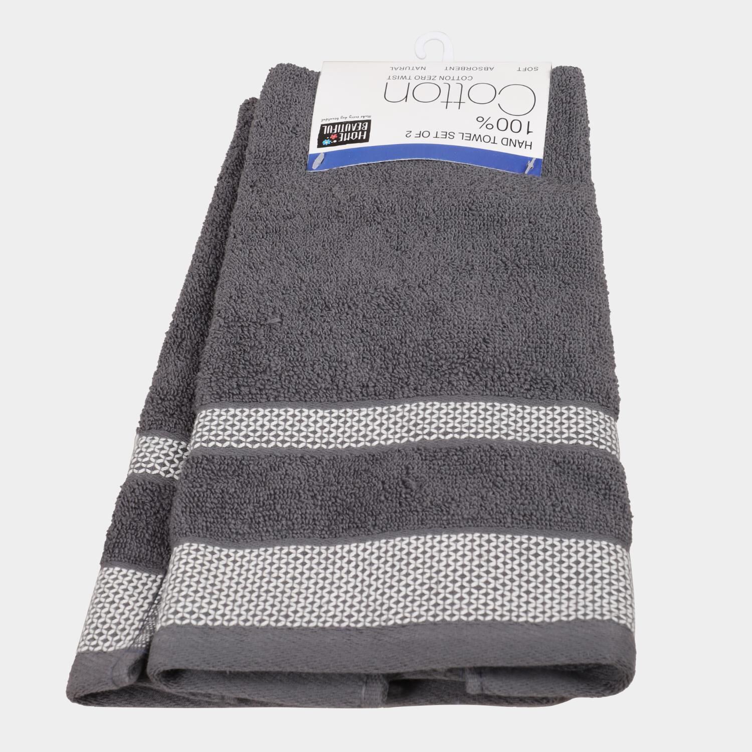 Home Beautiful                         360 GSM Grey Cotton Hand Towel