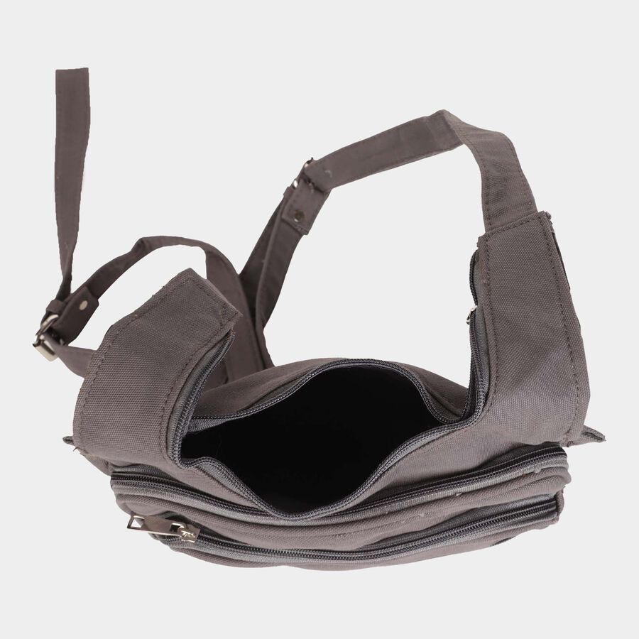 Men's Grey Canvas Sling Bag, , large image number null