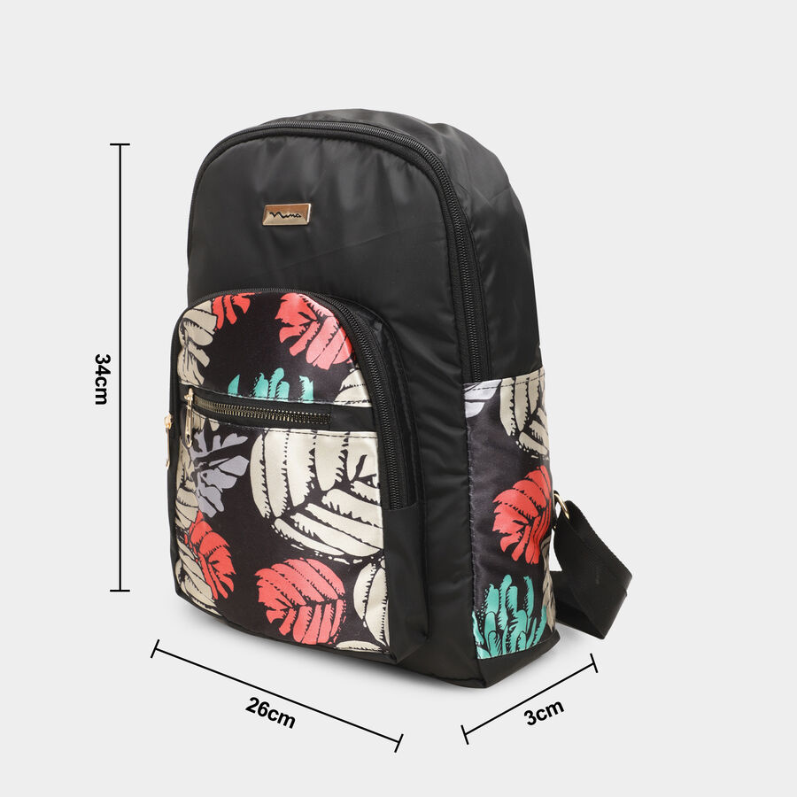 Women's Black Fabric Backpack, , large image number null