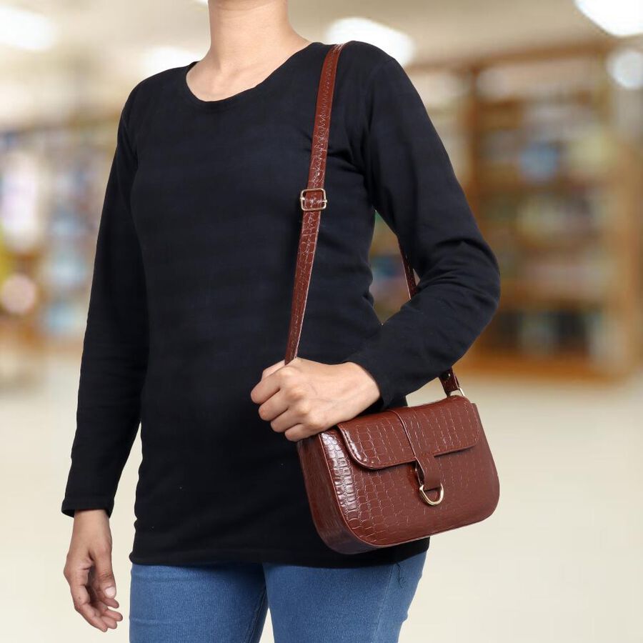 Women's Tan Polyurethane Sling Bag, , large image number null