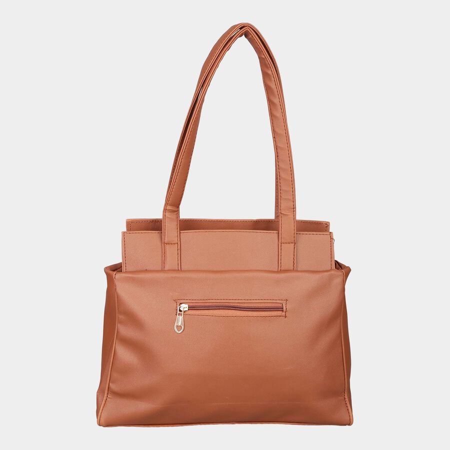Women's Tan Polyurethane Tote Bag, , large image number null