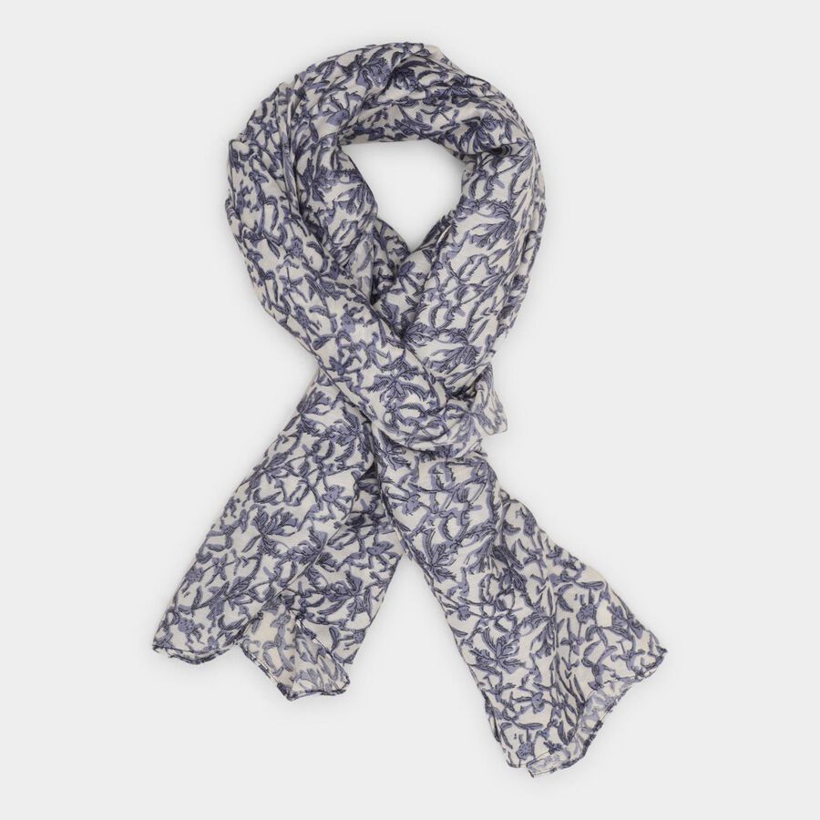 Women's White Viscose Scarf, , large image number null
