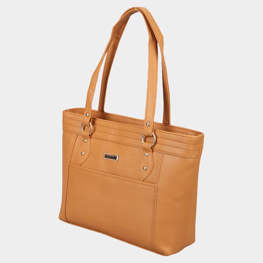 Women's Mustard Polyurethane Tote Bag, , large image number null