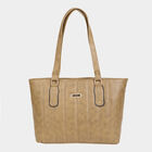 Women's Beige Polyurethane Tote Bag, , small