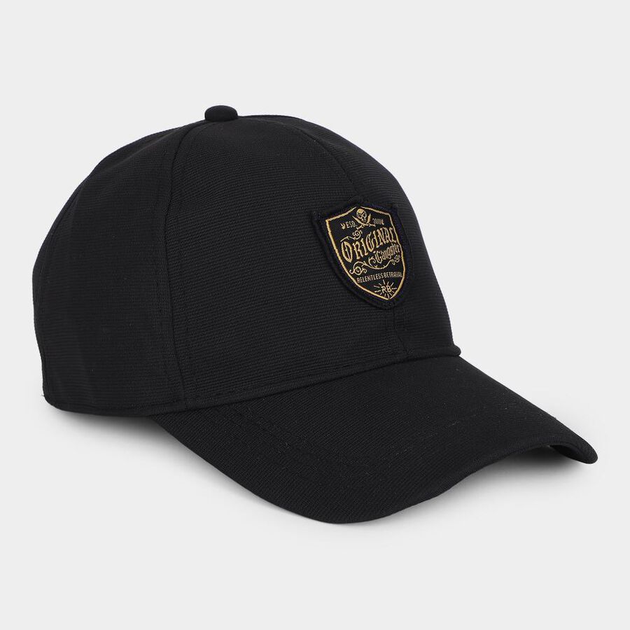 Men's Black Fabric Cap, , large