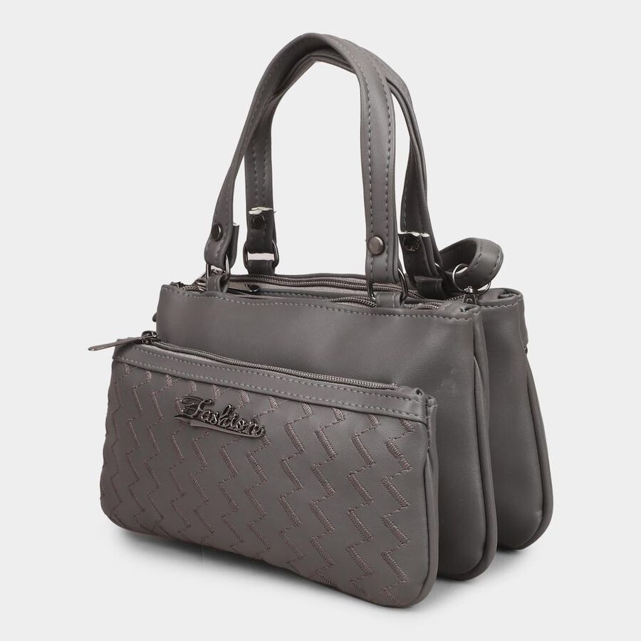 Women's Grey Polyurethane Handbag, , large image number null