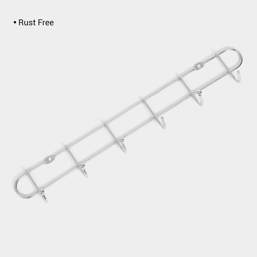 Mild Steel Wall Hanger with 6 Hooks - Colour/Design May Vary, , large image number null