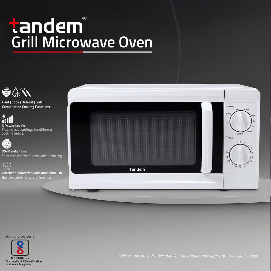  Grill Microwave Oven 20L | Grill & Combination function | 5 Microwave Power levels | 30 minutes Timer | Heat, Cook, Defrost & Grill Functions, , large