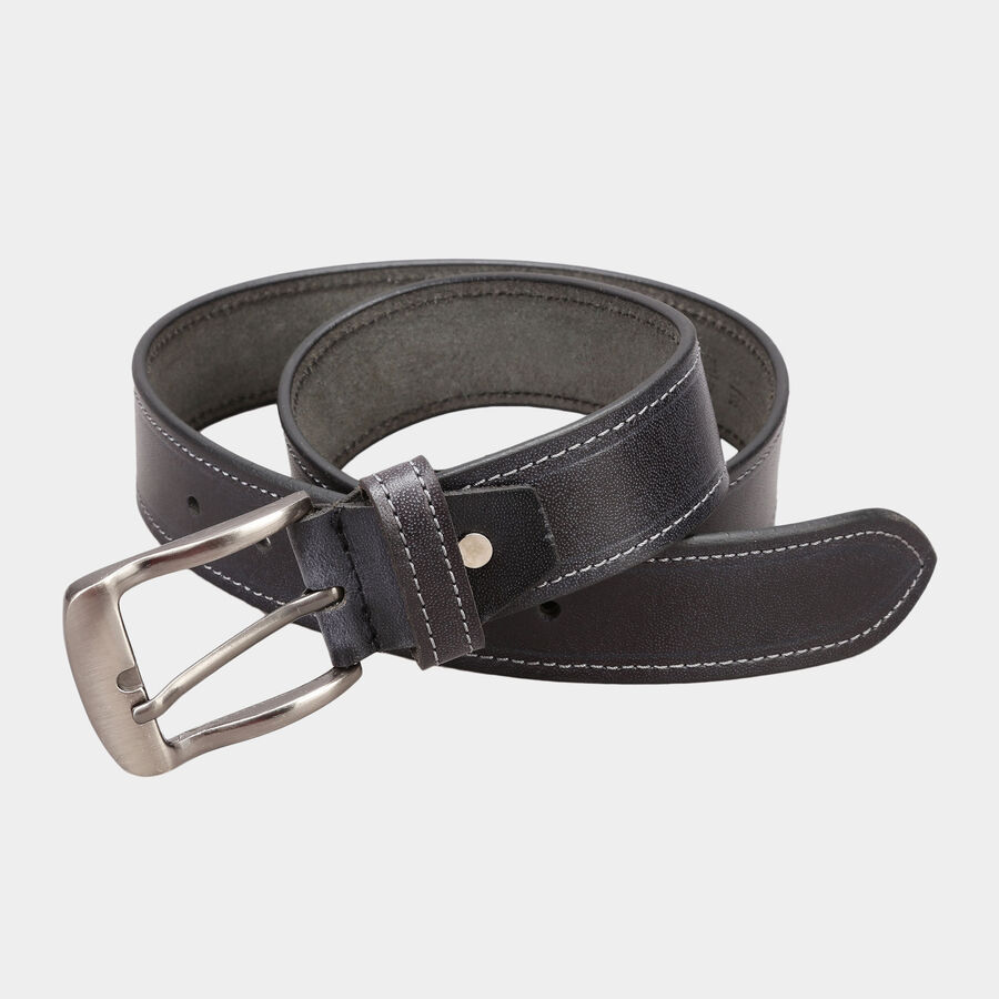 Men's Black Leather Casual Belt, , large image number null