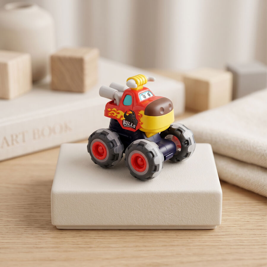 kid's Friction Powered Bull Monster Truck Toy, , large