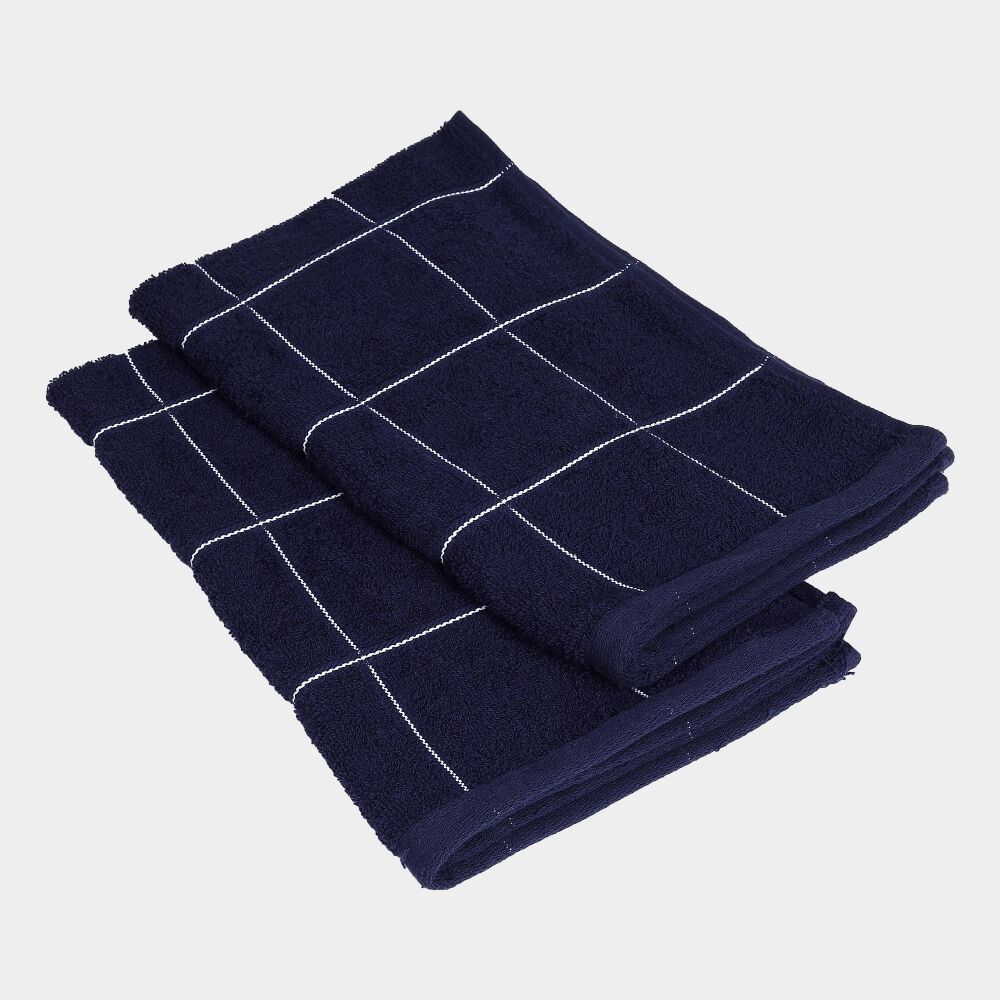Home Beautiful                         330 GSM Navy Blue Cotton Hand Towel