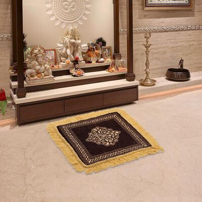 Brown Polyester Pooja Mat 