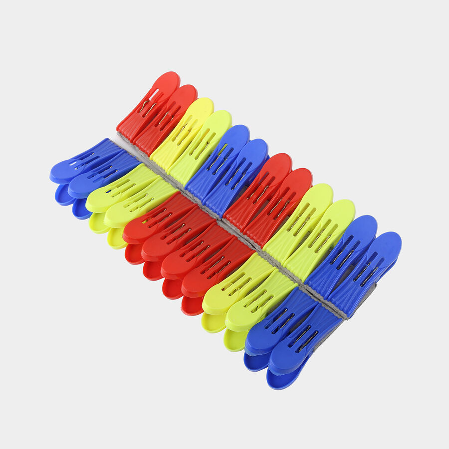24 Plastic Cloth Clips - Color/Design May Vary, , large image number null